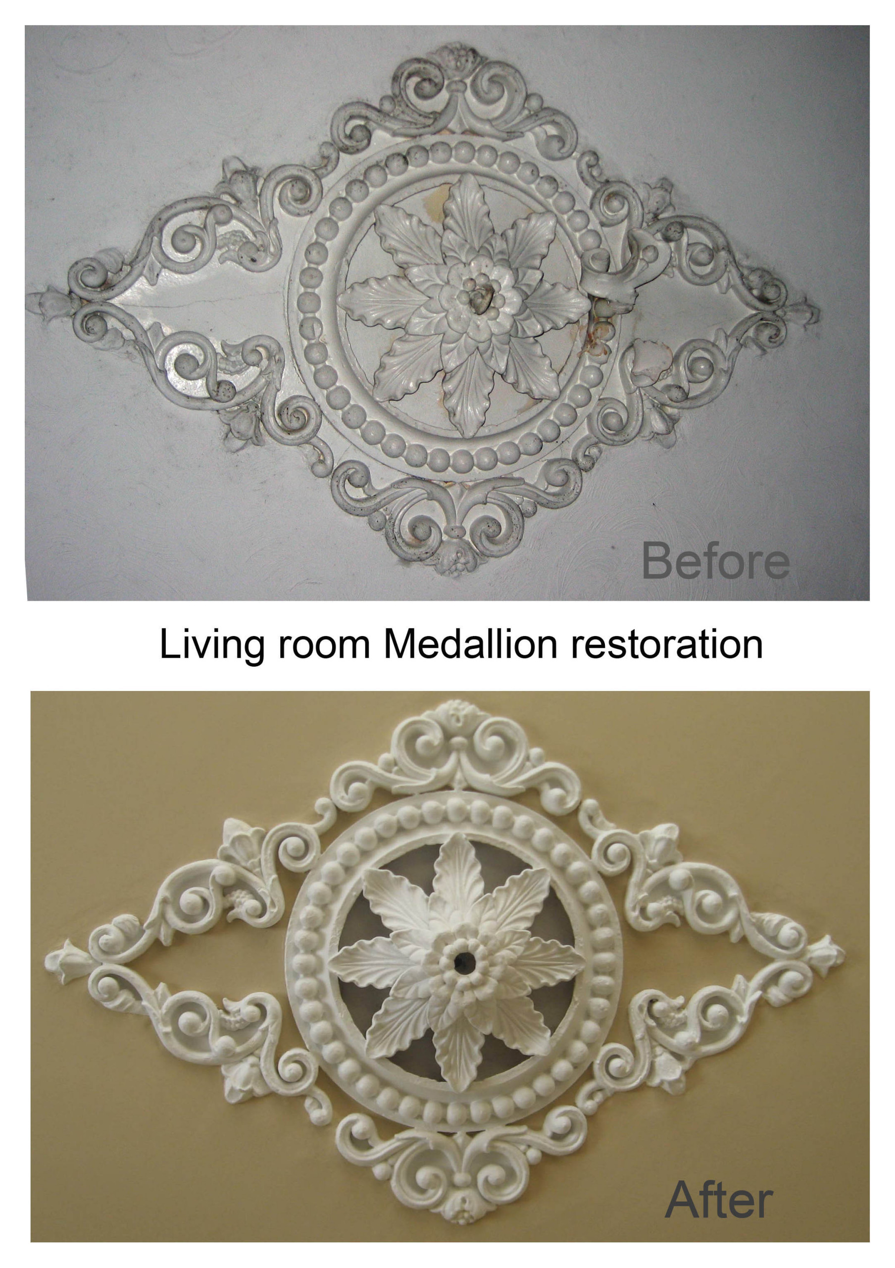 Living room Ceiling Medallion Restored