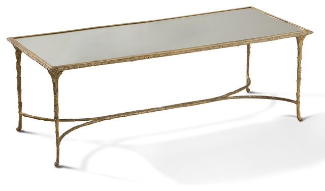 Delano Hollywood Regency Antique Gold Sculpted Leaf Mirrored Coffee Delano Hollywood Regency Antique Gold Sculpted Leaf Mirrored Coffee Table