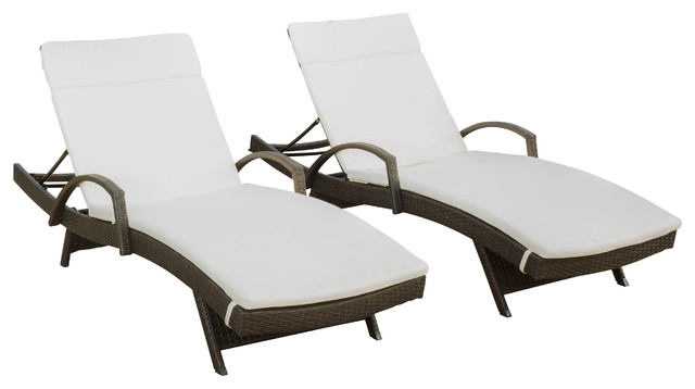 Olivia Outdoor Wicker Armed Chaise Lounge Chair With Off White Olivia Outdoor Wicker Armed Chaise Lounge Chairs Off White Cushions Set Of 2