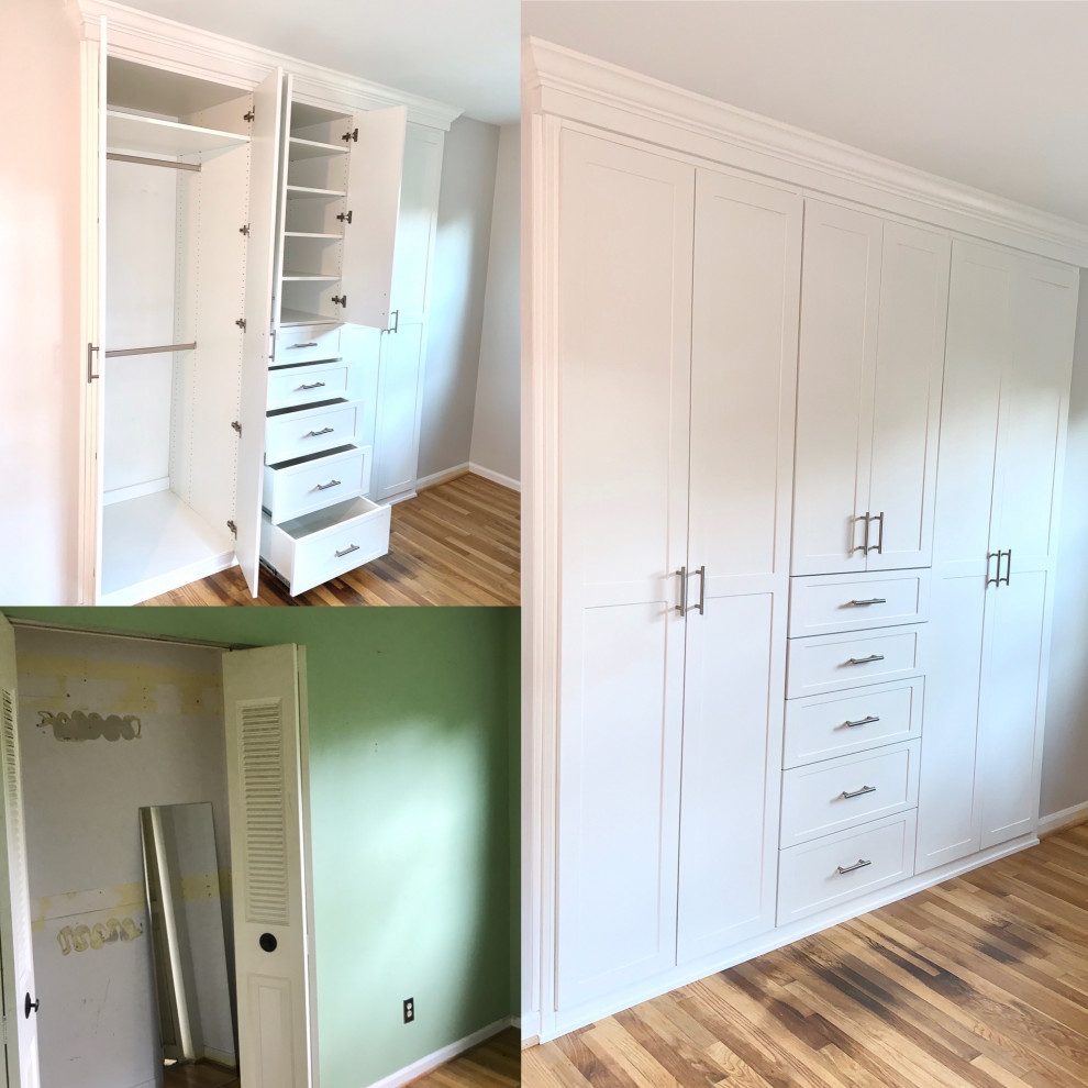 Photo of a traditional storage and wardrobe in Richmond with shaker cabinets and white cabinets.
