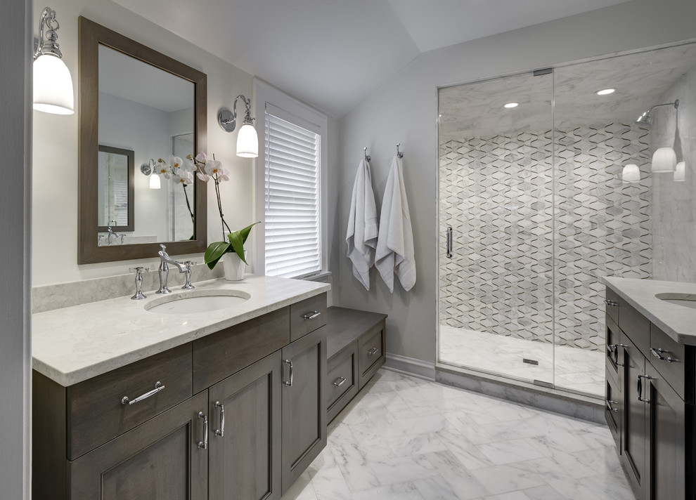 Inspiration for a mid-sized transitional bathroom remodel in Chicago