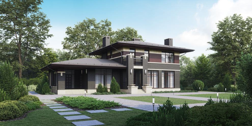 Кирпичный дом М412 в стиле Райта