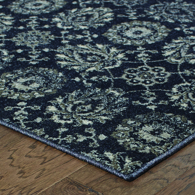 Richmond 214h3 Oriental Navy Grey Area Rug 2 3 X7 6 Traditional Richmond 214h3 Oriental Navy Grey Area Rug 2 3 X7 6 Traditional Rugs By Rugmethod