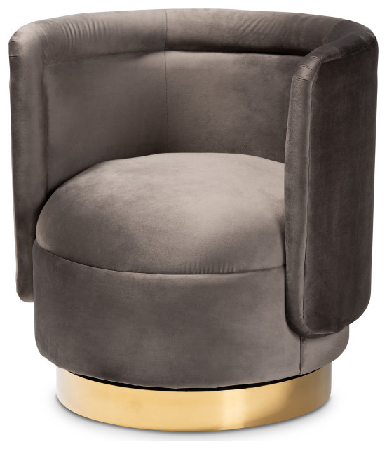 Latania Glam Gray Velvet Swivel Accent Chair
