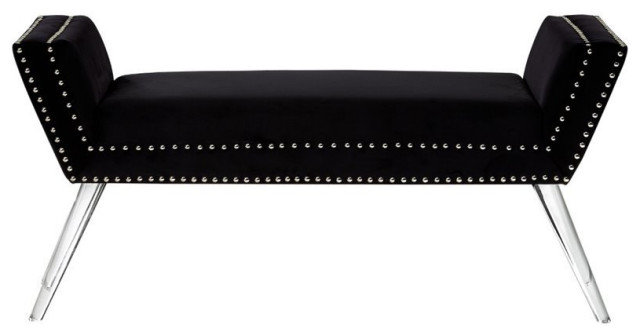 Posh Bench Posh Living Katherine Velvet Upholstered Bench with Acrylic Legs in ...