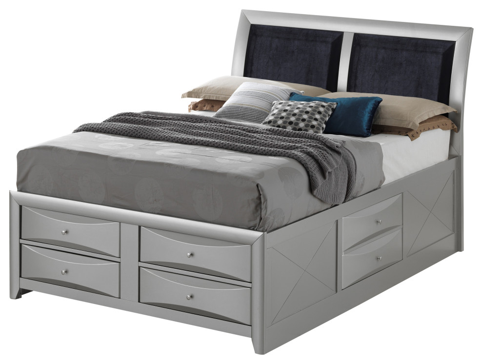 Full Storage Bed, Black, Full Transitional Sleigh Beds by Glory