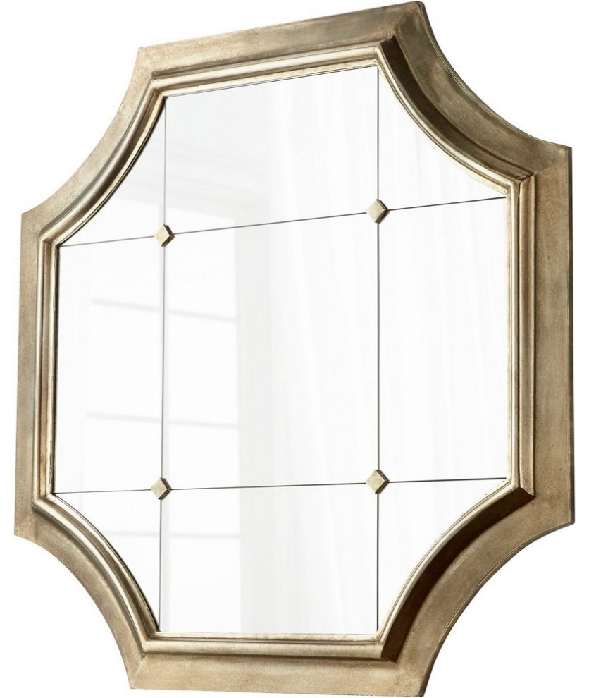 Modern Quatrefoil Wall Decor Mirror in Silver Finish Crossed Accents ...