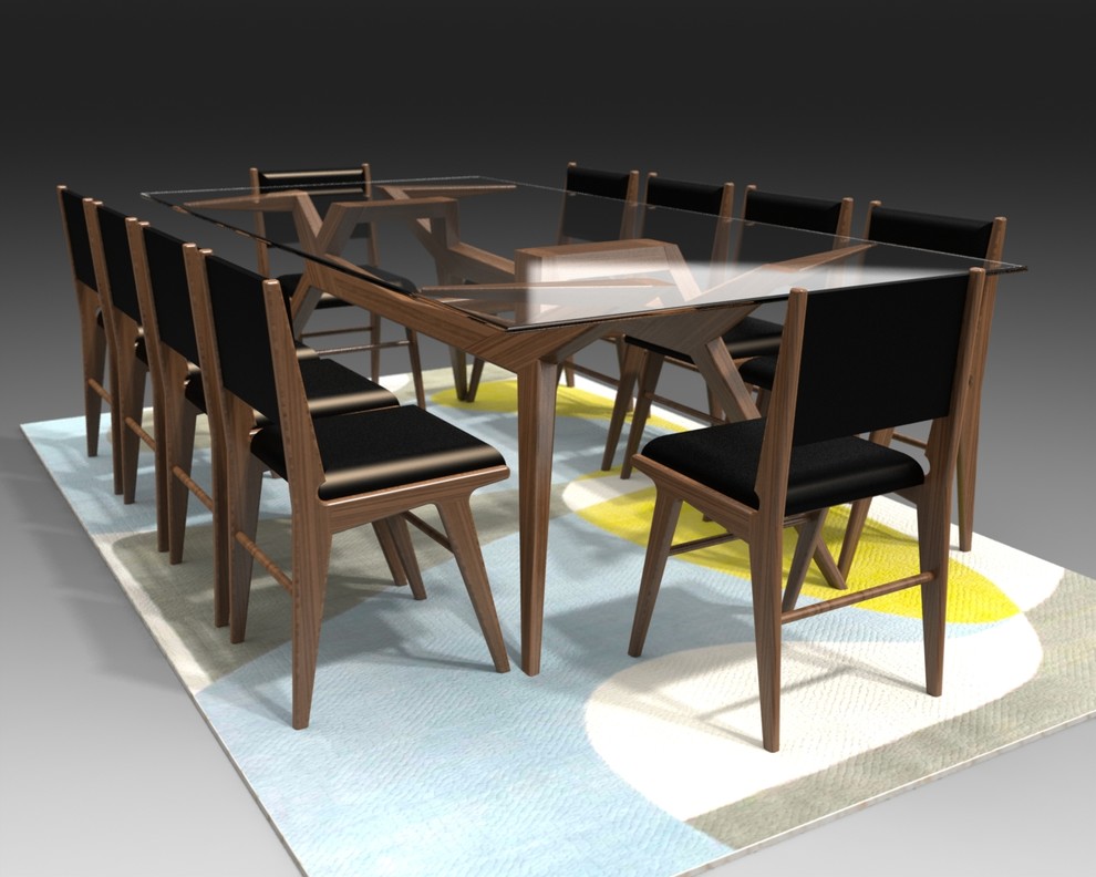 Walnut Dining table and chairs Denver by Wake Up Woodworks