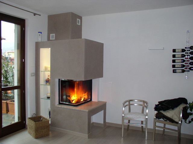 Caminetto ad angolo moderne-salon