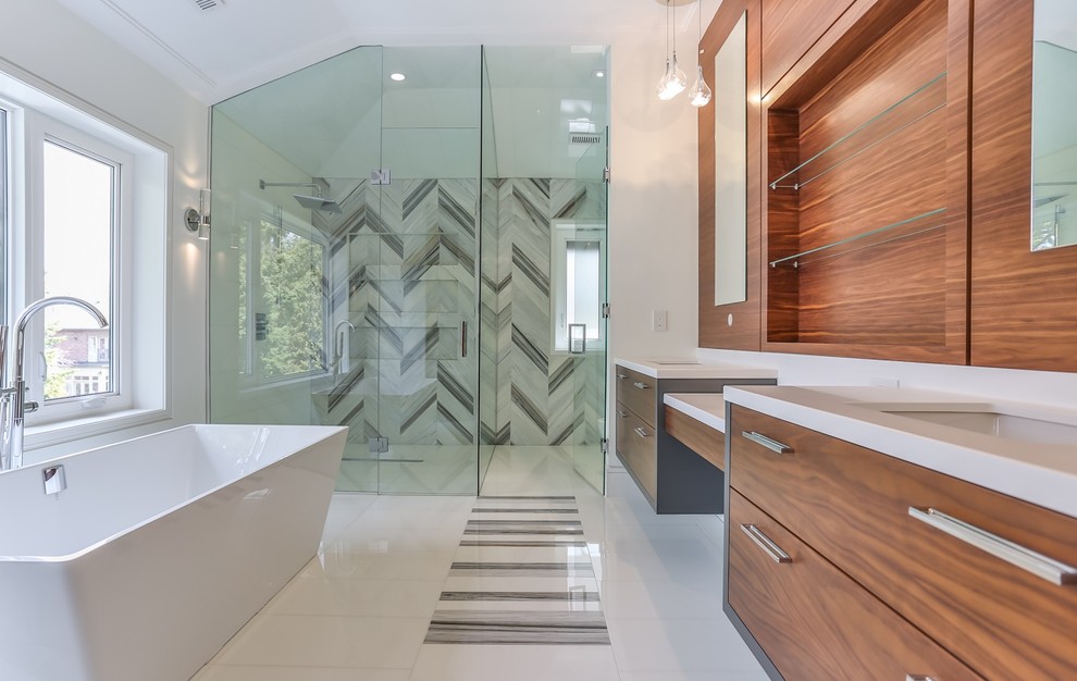 Photo of a large contemporary bathroom in Toronto.