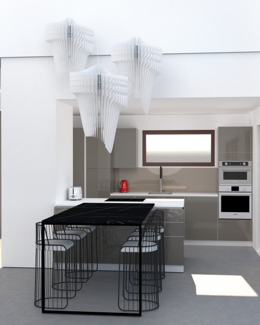 R&eacute;novation villa de toit modern-kueche