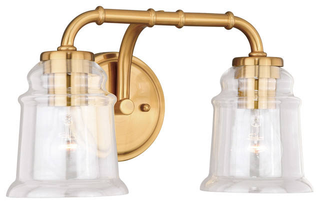 Bathroom Vanity 2 Light Fixtures W Natural Brass Finish Steel