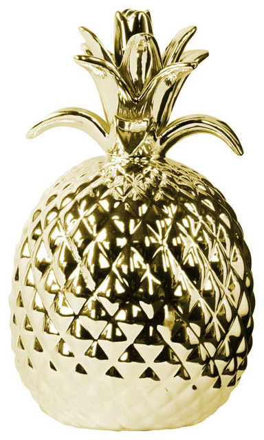 Urban Trends Collection Porcelain Small Pineapple Figurine, Gold