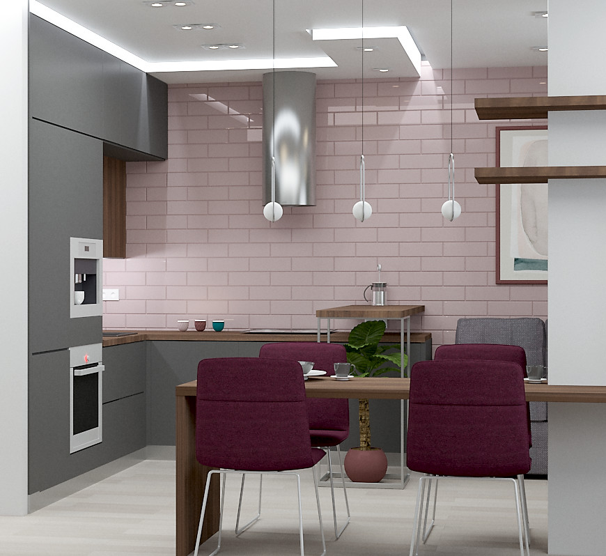 Дизайн проект однокомнатной квартиры для молодой девушки