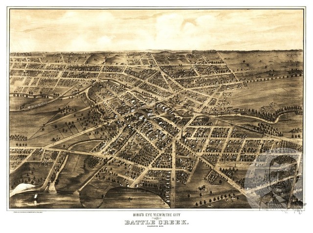 Bird/'s Eye View 1870 Paris Kentucky Vintage Style City Map 18x24