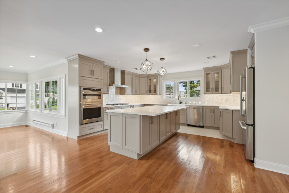 Kitchen Open to Living Room with Range Hood