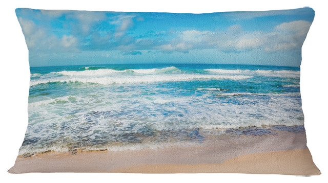 indian Ocean Panoramic View Seashore Throw Pillow, 12"x20"