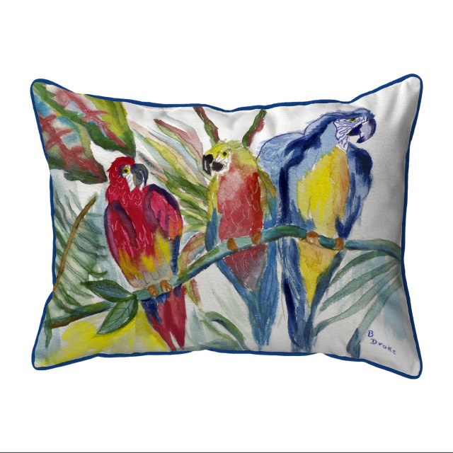 Betsy Drake Parrot Family Large Indoor/Outdoor Pillow 16x20, 20 Inches ...