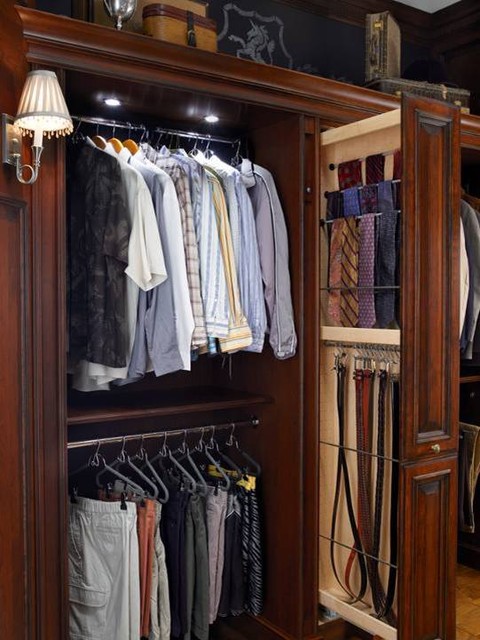 Master Closet With Tall Pullout Tower Traditional Houston By