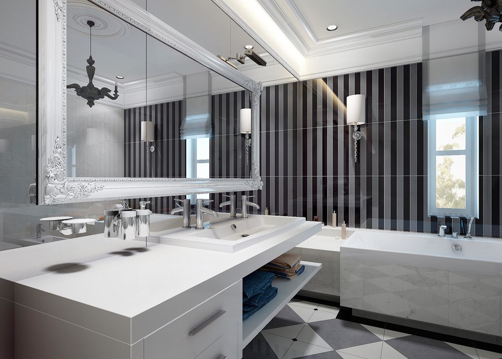 Photo of a mid-sized contemporary master bathroom in New York.