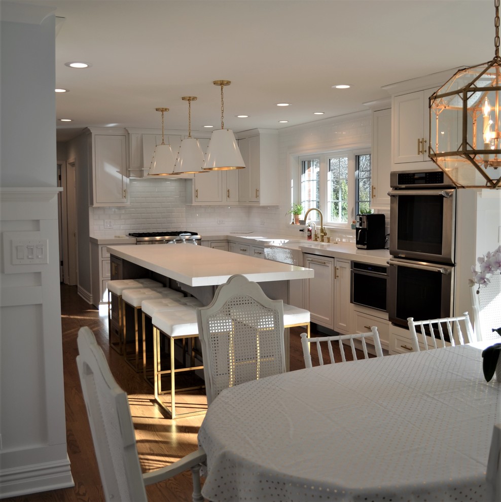Example of a transitional home design design in Chicago