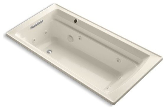 Kohler Archer 72"x36" Drop-In Whirlpool and Bask Heated Surface, Almond