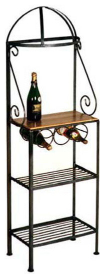 19" Gourmet Bakers Rack With Maple Shelf, Burnished Copper