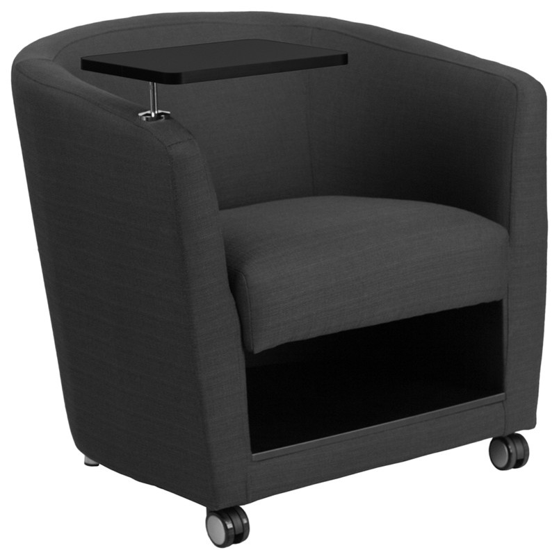 Flash CH GY Guest Chair/Tablet Arm, Front Wheel Casters & Under Seat