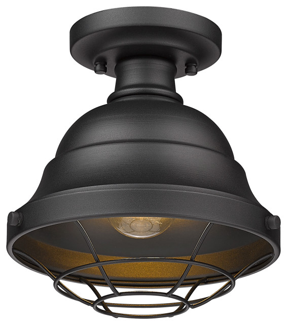 Golden Bartlett 1-Light Outdoor Semi-Flush 7316-OSF NB, Natural Black, UV