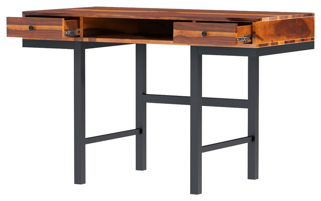 Cibola Rustic Solid Wood 2 Drawer Industrial Writing Desk