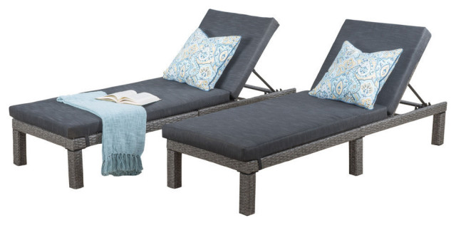 GDF Studio Venice Outdoor Black Wicker Chaise Lounge, Cushions, Set of 2 -  Tropical - Outdoor Chaise Lounges - by GDFStudio | Houzz