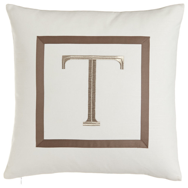 Pillow with Embroidered Initial - T