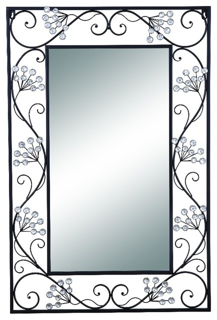 Elegant Mirror Black Metal Frame Scroll Work Wall Accent Home Decor Elegant Mirror Black Metal Frame Scroll Work Wall Accent Home Decor