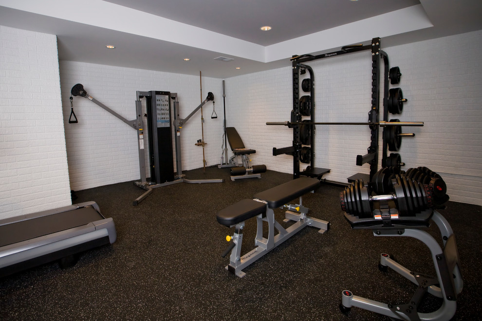 Traditional home gym in Detroit.