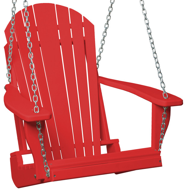Poly Lumber Adirondack Swing Chair With Chains, Red