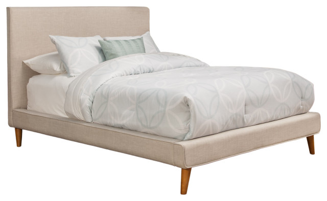 Alpine Furniture Britney Queen Upholstered Platform Bed, Light Gray 1096Q