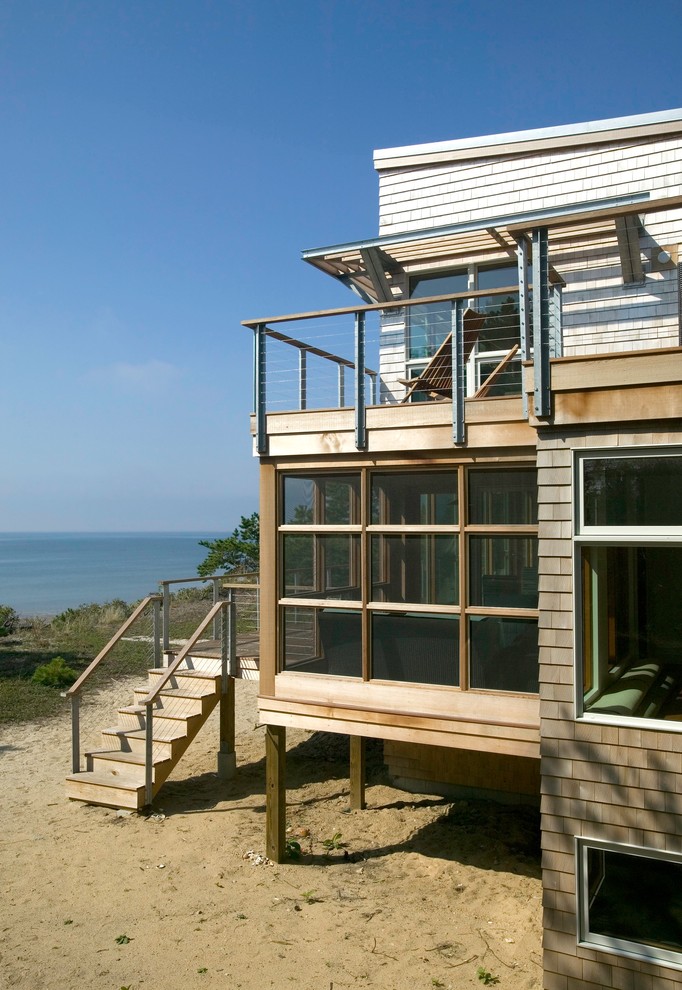 This is an example of a beach style deck in Boston.