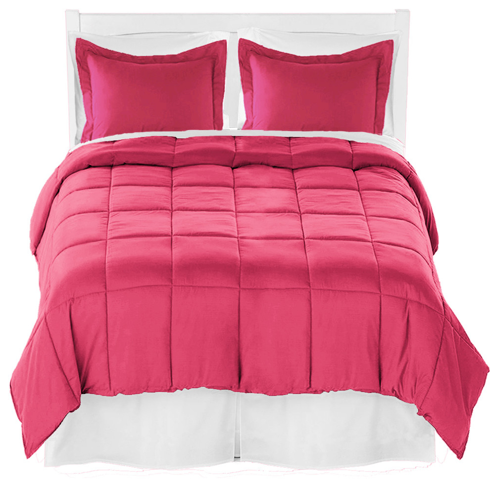 Comforter, Sheet, and Bed Skirt, 6 Piece Set, Pink, White, White, Twin