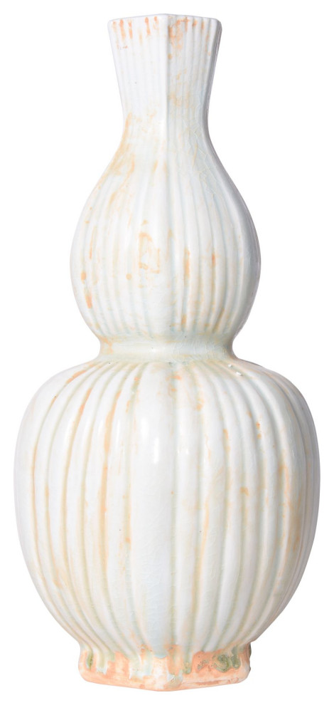 Celadon Fluted Hexagonal Gourd Vase