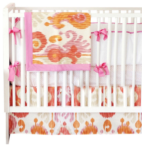 Urban Ikat In Fuschia Crib Baby Bedding Set 2 Piece Set
