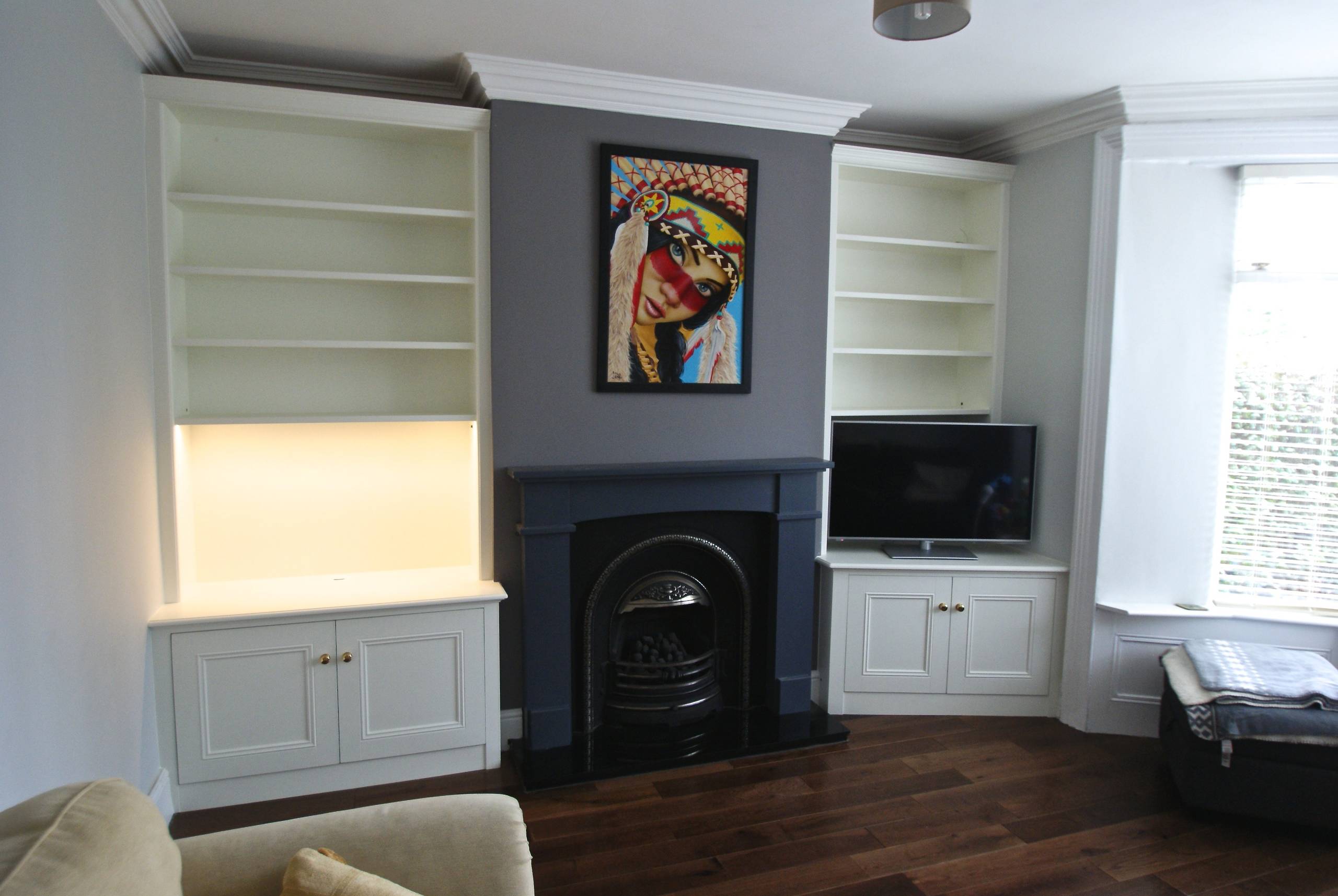 Off White Tall Classic Alcove Units with Lighting