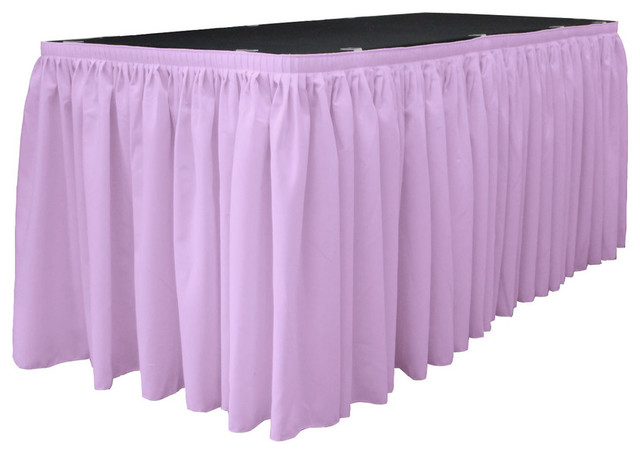 LA Linen Polyester Poplin Table Skirt, Lilac, 252"x29"