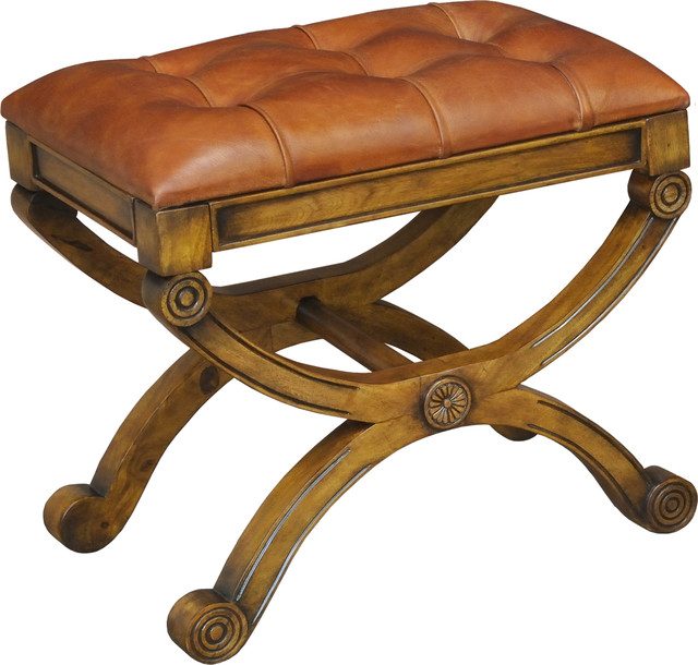 Empire Stool With Leather Traditional Vanity Stools And Benches By Hedgeapple