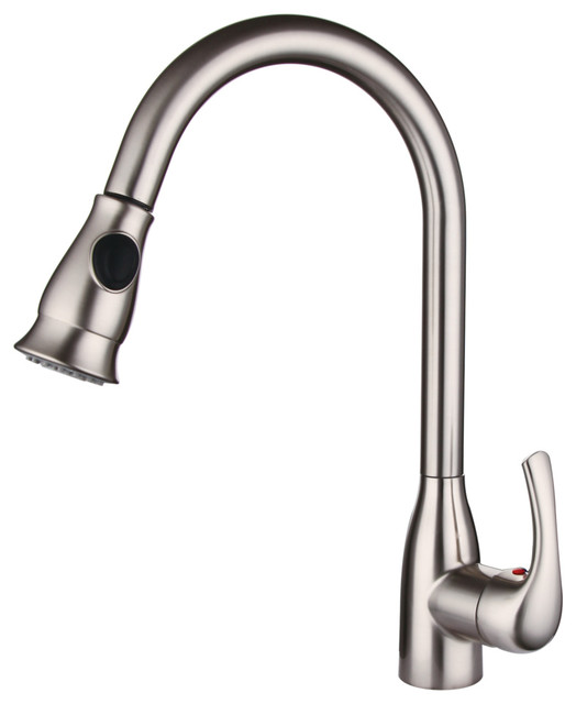 Pull Out Kitchen Faucet, Brush Nickel Finish Transitional Kitchen