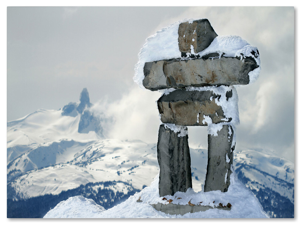 'Whistler Inukshuk' Canvas Art by Pierre Leclerc, 14" x 19" Transitional Prints And Posters