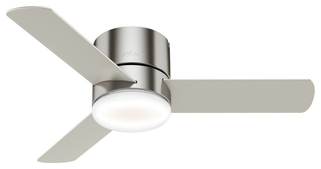 Hunter 59454 44 Ceiling Fan Minimus Brushed Nickel Transitional Flush Mount Lighting By Lights Houzz - Hunter Dempsey Low Profile 44 Ceiling Fan With 3000k Led Light