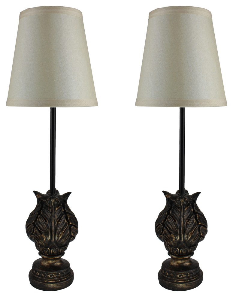 Set of 2 Charlotte Mini Buffet Lamps With Shades Traditional Lamp