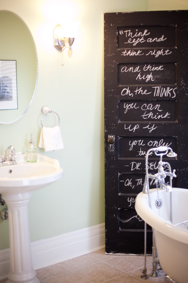Inspiration for a timeless bathroom remodel in Omaha with a pedestal sink