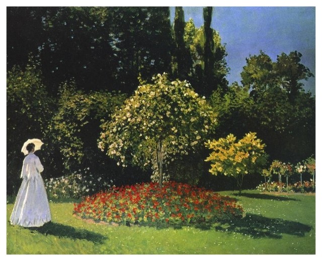 Garden 1867 Digital Paper Print, Young Woman In The Garden By Claude Monet