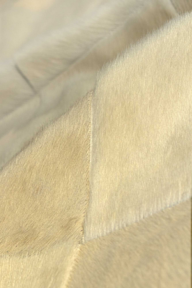 HomeRoots 60" x 96" Natural, 10" Square Patches, Cowhide Area Rug